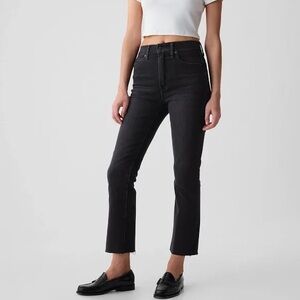 Black GAP Kick Flare Cropped Jeans